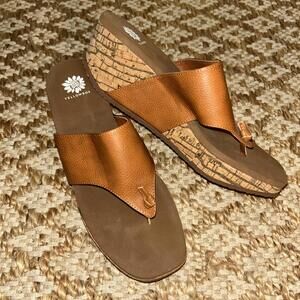 🔥🔥SOLD🔥🔥 Yellow Box Carily Wedge Sandals Sz 10 Women Brown Vegan Cork Platform